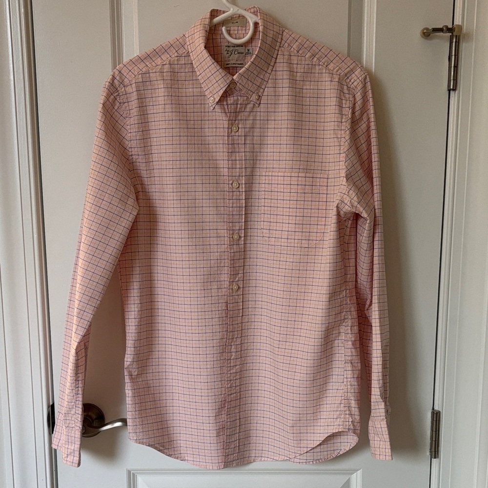J. Crew Pink and Blue Plaid Men's Shirt